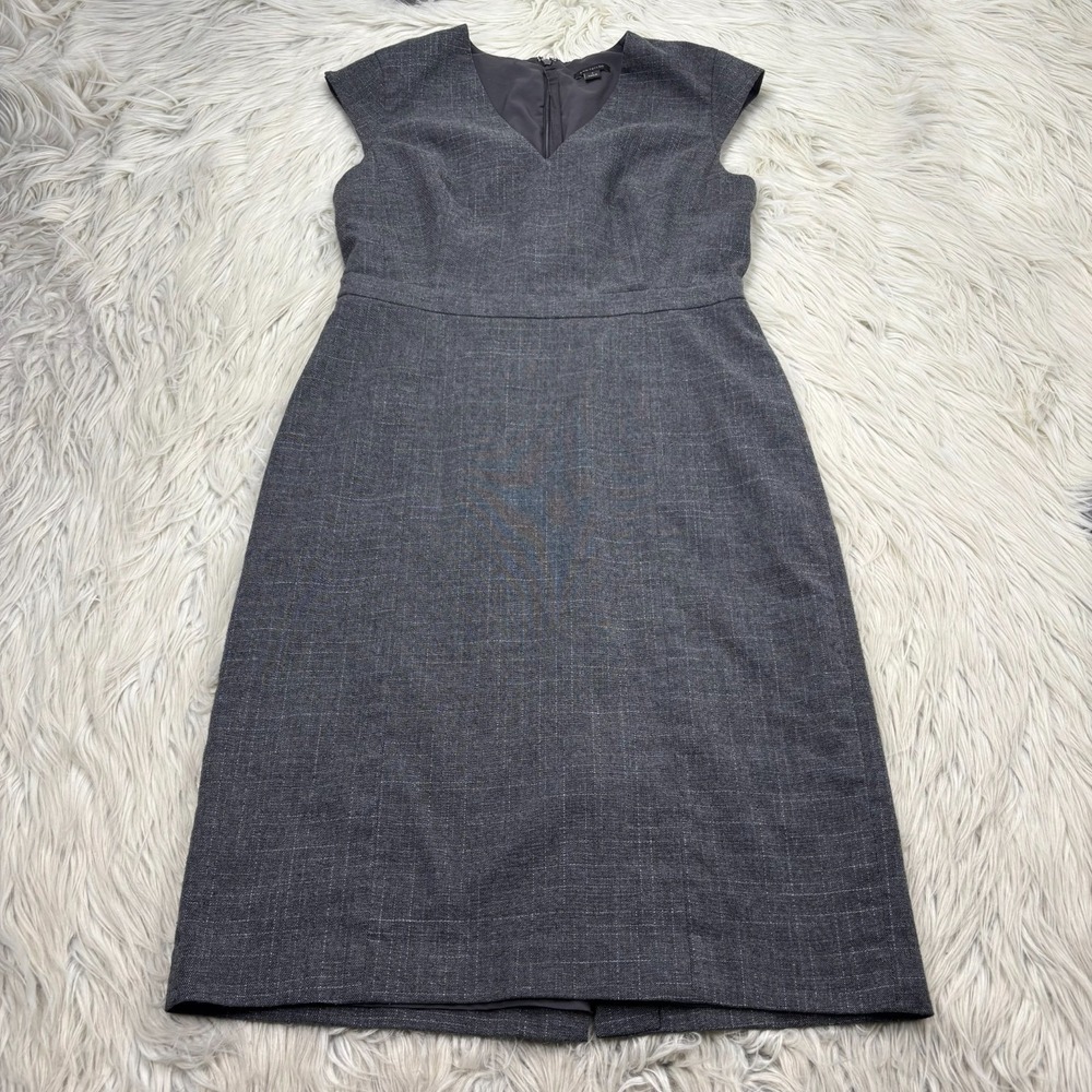 Ann Taylor Women's 4 Gray Check Woven Sheath Dress Office Madmen